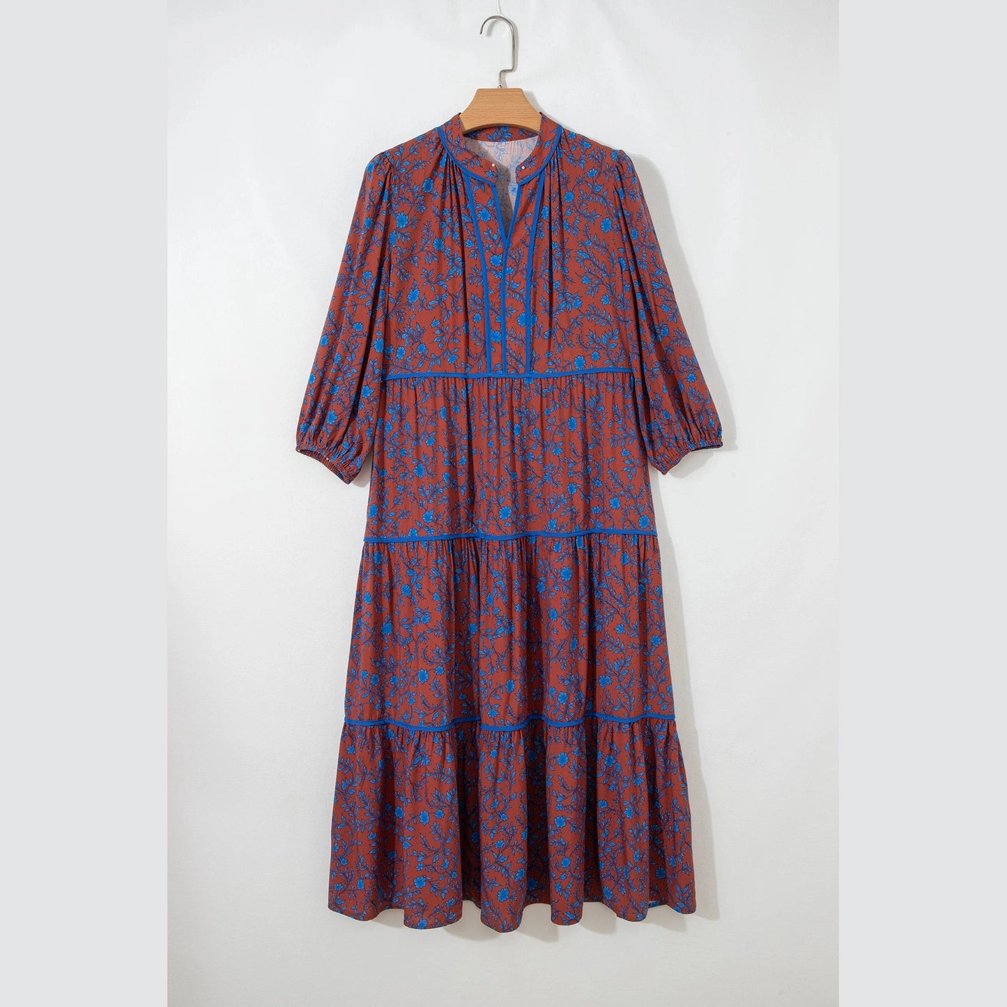 RTS 3/4 Puff Sleeve Tiered Loose Floral Dress