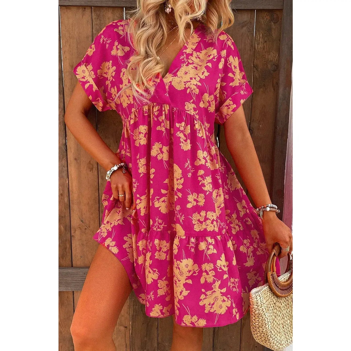 Maybelle Floral Print Batwing Sleeve Smock Dress