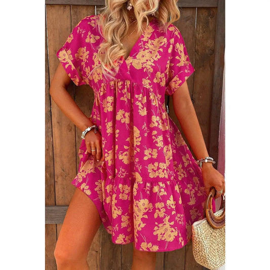 Maybelle Floral Print Batwing Sleeve Smock Dress