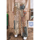 Mazie Khaki Patchwork Print Casual Shift Jeans