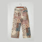 Mazie Khaki Patchwork Print Casual Shift Jeans