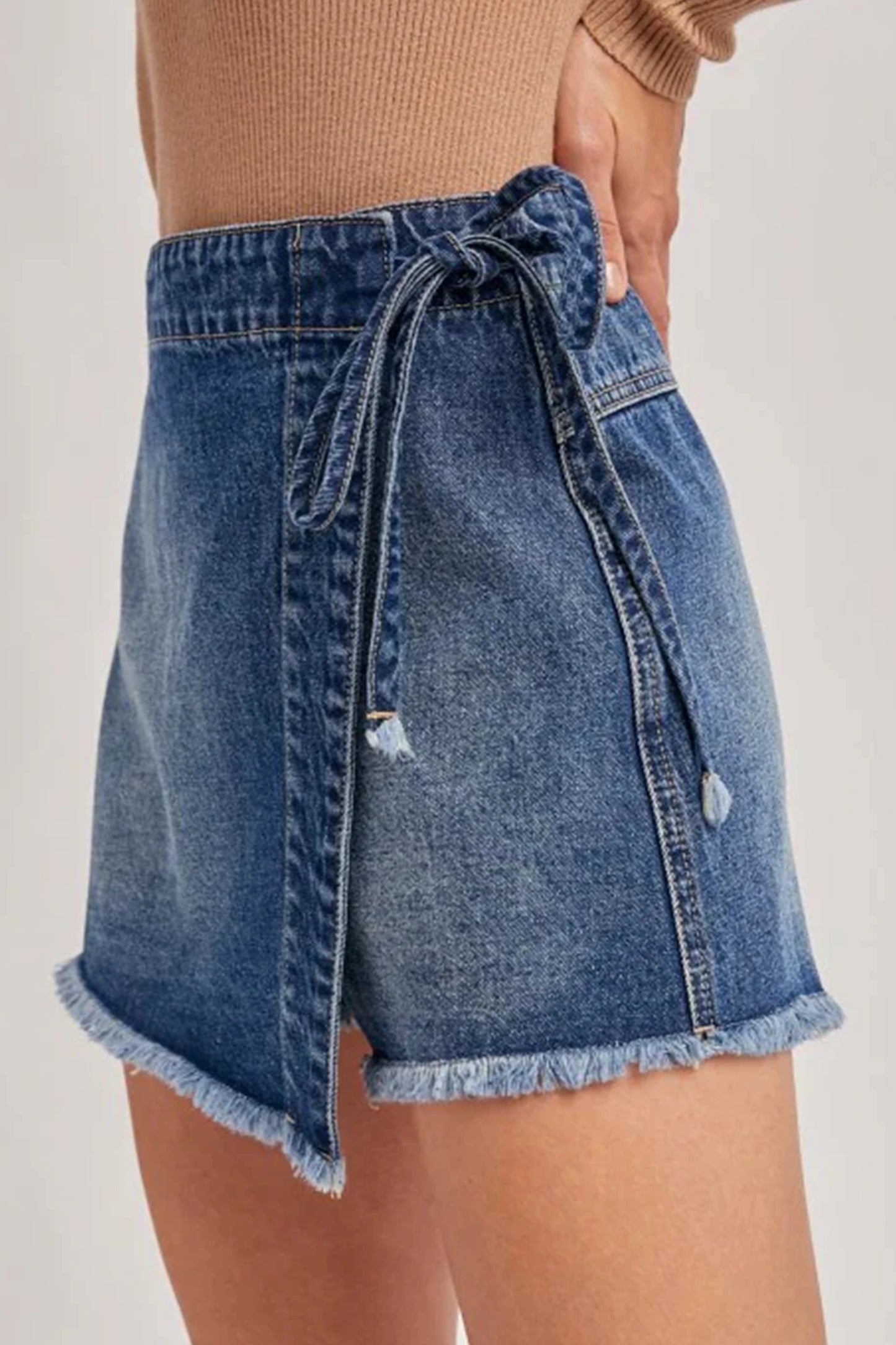 Melinda Wrapped Tied Waist Denim Skort