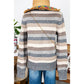 Melany Grey Stripe Color Block Ribbed Edge Round Neck Sweater