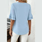 Mel Light Blue Ruffle Half Sleeve Pleated Blouse