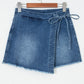 Melinda Wrapped Tied Waist Denim Skort