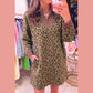 Melanie Brown Leopard Polka Dot Patchwork Detail Zip Neck Long Sleeve Mini Dress