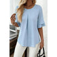 Mel Light Blue Ruffle Half Sleeve Pleated Blouse