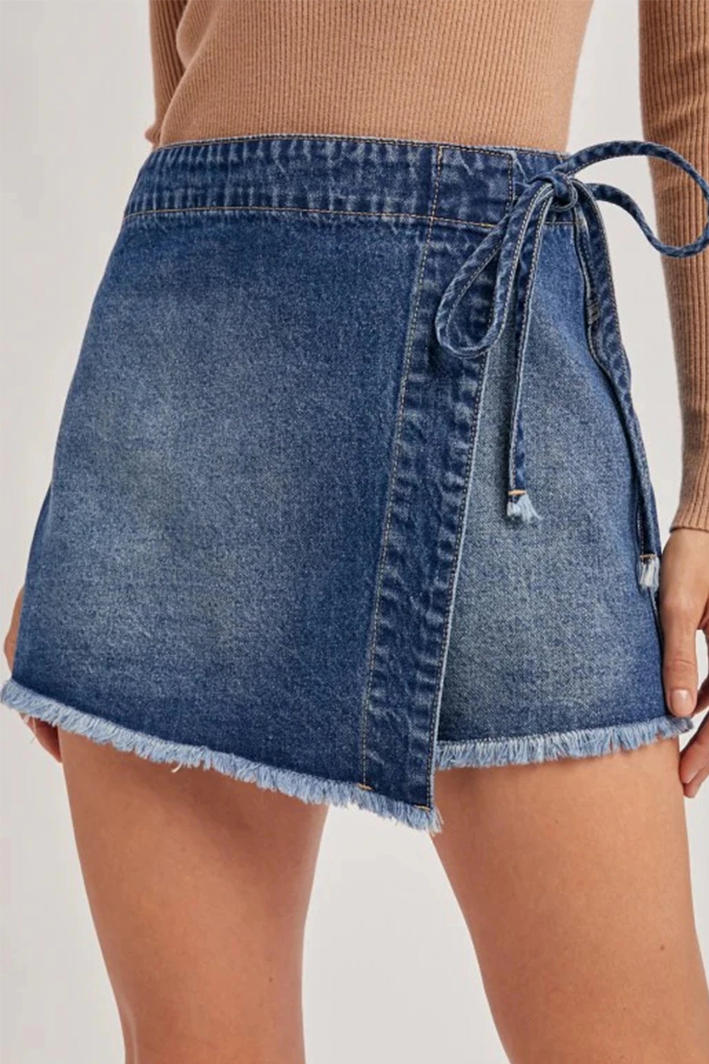 Melinda Wrapped Tied Waist Denim Skort