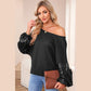 Melania Black Sequin Patchwork Sleeve Open Back Waffle Knit Top