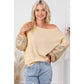 Melania Apricot Sequin Patchwork Sleeve Open Back Waffle Knit Top