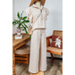 SALE!!!  Melinda Apricot Textured Ruffled Sleeve Zipped Top and Wide Leg Pants Set