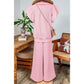 Melinda Pink Textured Ruffled Sleeve Zipped Top and Wide Leg Pants Set