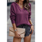 REDUCED!!!  Martina Purple V Neck Ribbed Drop Shoulder Hooded Sweater  REDUCED!!!