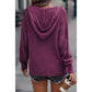 REDUCED!!!  Martina Purple V Neck Ribbed Drop Shoulder Hooded Sweater  REDUCED!!!
