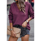 REDUCED!!!  Martina Purple V Neck Ribbed Drop Shoulder Hooded Sweater  REDUCED!!!
