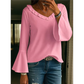 Melody Pink Ruffle 3/4 Sleeve Tops V Neck Top