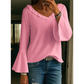 Melody Pink Ruffle 3/4 Sleeve Tops V Neck Top