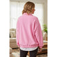 Perrie Pink Fleece Lapel Zip-up Sweatshirt