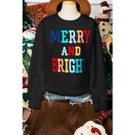 Black Merry And Bright Cable Knit Pullover Sweatshirt