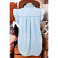 Micha Beau Blue Mineral Wash Cap Sleeve Frilled Button Up Denim Shirt