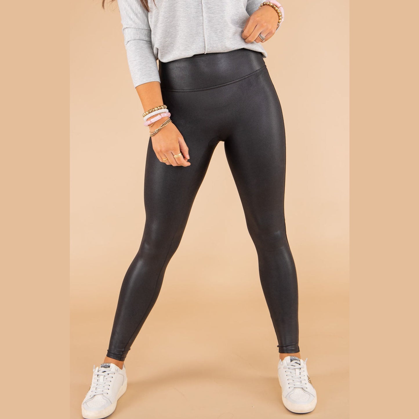 Mikka Black Faux Leather Skinny Leggings