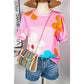 Mikki Pink Flower Print Bubble Sleeve Tee