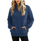 Miley Blue Ribbed High‑Collar Pullover