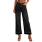Millie Black Raw Hem Straight Leg Loose High Waist Jeans
