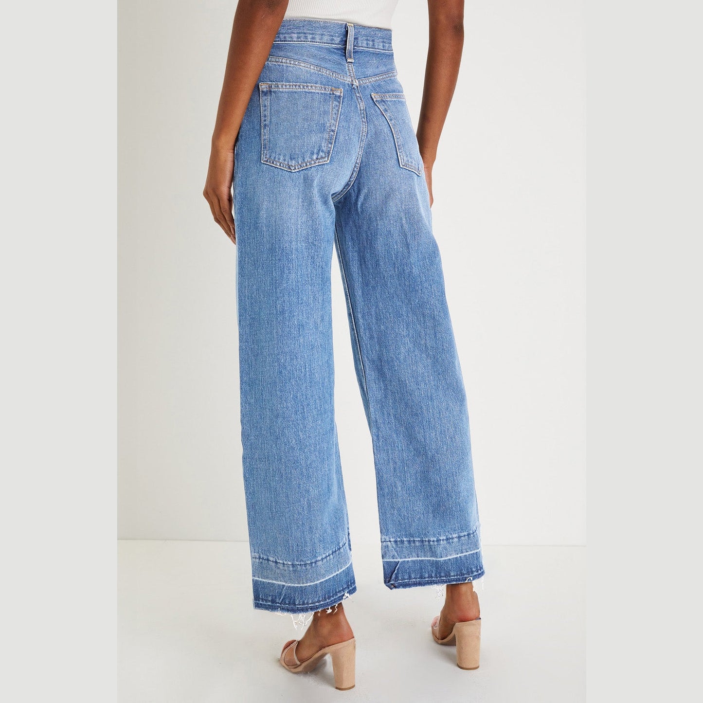Millie Dusk Blue Raw Hem Straight Leg Loose High Waist Jeans