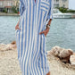 Mirna Blue Stripe Zip‑Front Shirt Dress