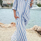 Mirna Blue Stripe Zip‑Front Shirt Dress
