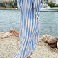 Mirna Blue Stripe Zip‑Front Shirt Dress