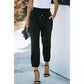 Mina Black Drawstring Smocked Waist Joggers