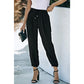 Mina Black Drawstring Smocked Waist Joggers