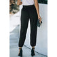 Mina Black Drawstring Smocked Waist Joggers
