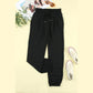 Mina Black Drawstring Smocked Waist Joggers