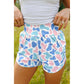 Mindy Blue & Pink Camouflage Print Shirred High Waist Athleisure Shorts