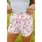 Mindy Pink & Green Camouflage Print Shirred High Waist Athleisure Shorts