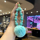 Fuzzy Pom Pom Beaded Bag Charm