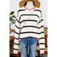 Miranda White Stripe Color Contrast Drop Shoulder Crew Neck Sweater