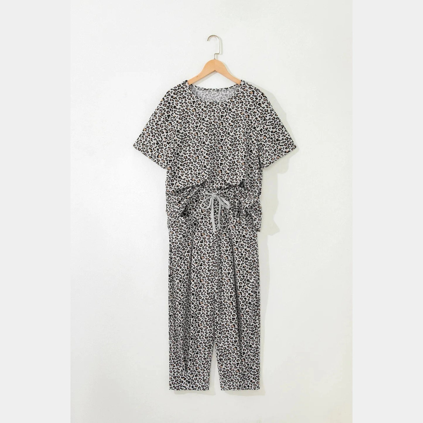 SALE!!!  Mischa White Leopard Loose Tee Drawstring Waist Barrel Pants Set