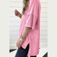 Misha Strawberry Pink Mineral Wash Exposed Seam Drop Shoulder Oversized Tee - S to 3X