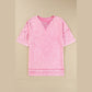 Misha Strawberry Pink Mineral Wash Exposed Seam Drop Shoulder Oversized Tee - S to 3X