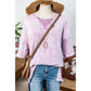 Misha Orchid Petal Mineral Wash Exposed Seam Drop Shoulder Oversized Tee