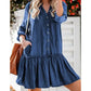 Mistie Denim Ruffle Hem Shirt Dress