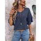 Mitzi Blue Effortless Doube Ruffle Sleeve Top