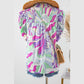 Mitzy Green Abstract Print Bubble Sleeve Smock Detail Blouse