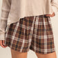 Mary Jane Brown Plaid Button Front Elastic Waist Shorts