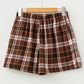 Mary Jane Brown Plaid Button Front Elastic Waist Shorts