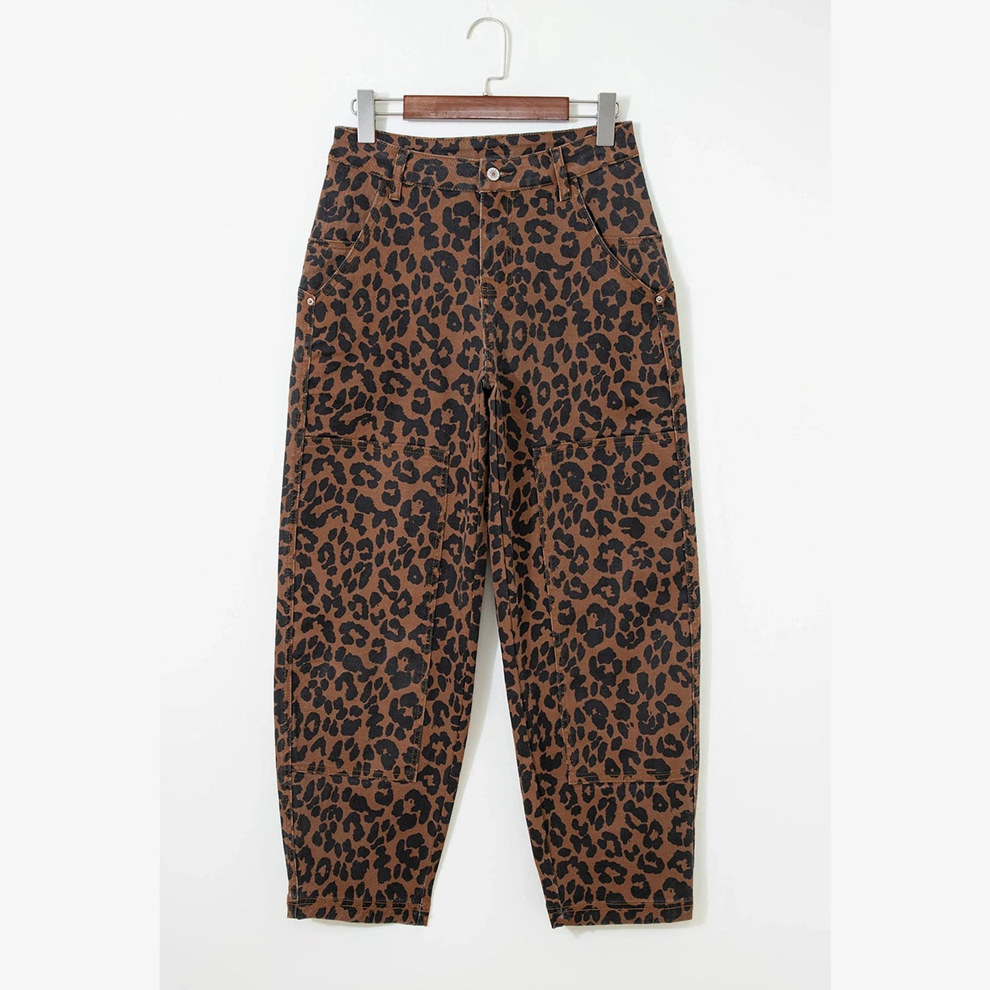Mary Kate Brown Clear Seam Detail Patchwork Leopard Print Jeans
